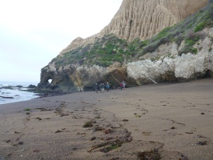 We scrambled around that outcropping to get to a secret beach.
